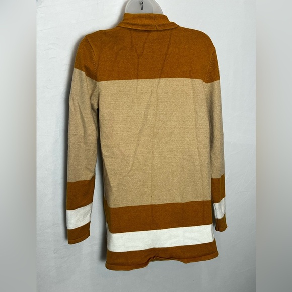 VERME AMI Striped Open-Front Cardigan Sweater - Brown and Beige/size M - Picture 7 of 10